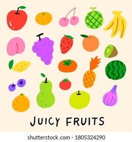 Ilustración vectorial de frutos coloridos