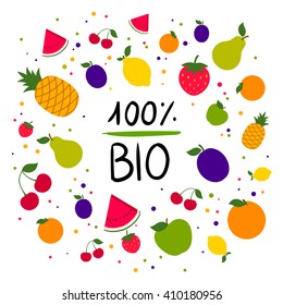 Vector Illustration of a Colorful Fruit Background