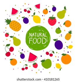 Vector Illustration of a Colorful Fruit Background
