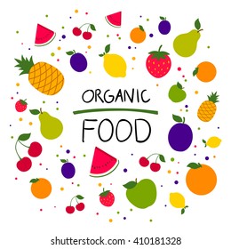 Vector Illustration of a Colorful Fruit Background