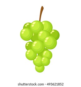 Vector illustration of colorful fruit. Fresh grapes. Icons of fruits. Logo.