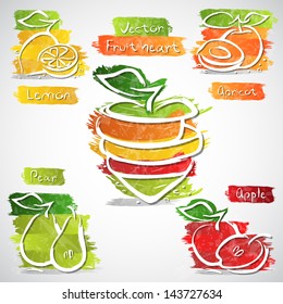 Vector illustration of colorful fruit icon collection