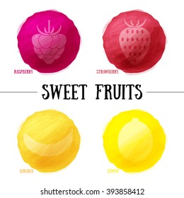 Vector illustration of colorful fruit icon collection
