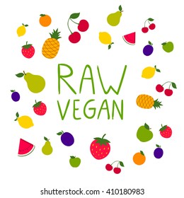 Vector Illustration of a Colorful Fruit Raw Vegan Background