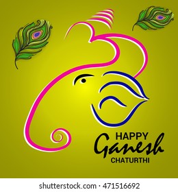 Vector illustration of a colorful Ganesh for Happy Ganesh Chaturthi with stylish text.