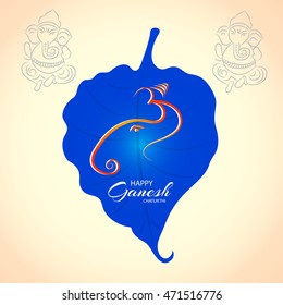Vector illustration of a colorful Ganesh in Leaf for Happy Ganesh Chaturthi.