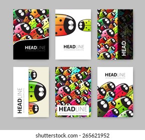 Vector Illustration with Colorful Geometric Beatles Background. Business Template for Flyer, Banner, Poster, Brochure Design. Zoo style. Eps10