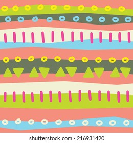 vector illustration of colorful geometric, ethnic pattern