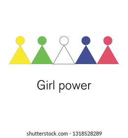 vector illustration. colorful geometric women figures. girl power concept. nationalities.