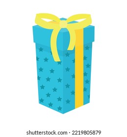 Vektorgrafik bunter Geschenkbox mit Band und Bogen.