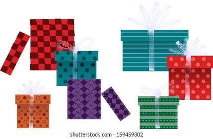 Vector illustration of colorful gift boxes