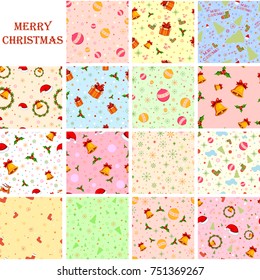 vector illustration of colorful gift and presents for Merry Christmas and New Year seamless pattern background