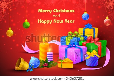 vector illustration of colorful gift and presents for Merry Christmas and New Year