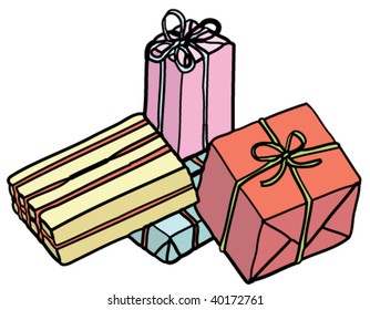 Vector illustration of colorful gift wrapped presents