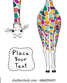 Vector illustration of colorful giraffe with place for your text