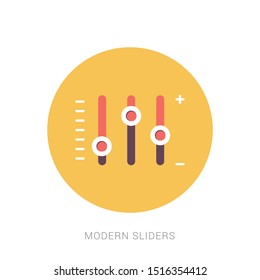 Vector illustration of colorful glossy slider info graphic elements. Yellow theme concept