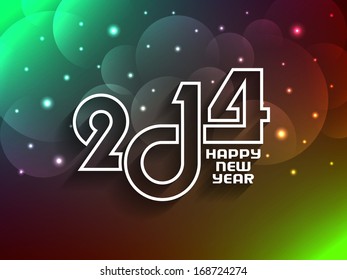 vector illustration of colorful glowing background design for happy new year 2014.