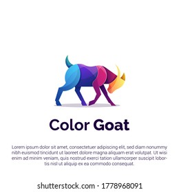 Vector illustration of colorful goat logo, icon, sticker design template