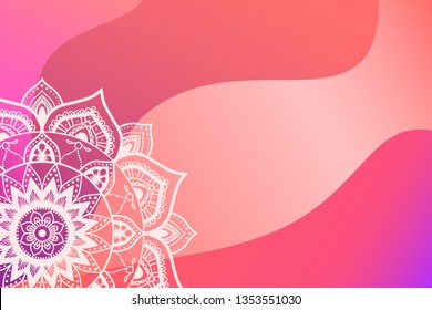 Vector illustration. Colorful gradient background with a gentle mandala silhouette