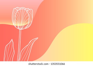 Vector illustration. Colorful gradient background with a gentle tulip silhouette