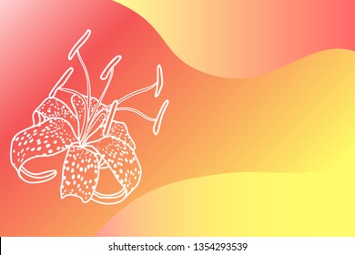 Vector illustration. Colorful gradient background with a gentle lily silhouette