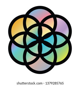 vector illustration of colorful gradient sacred geometrical flower of life symbol