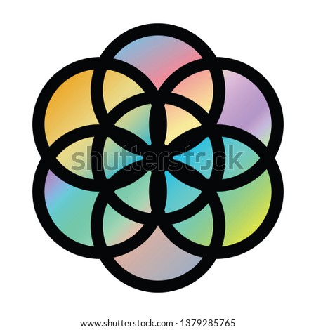 vector illustration of colorful gradient sacred geometrical flower of life symbol