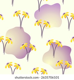 Ilustración vectorial de un patrón de flores sin costuras de gradiente colorido para textiles, Fondo de pantalla y empaques. 