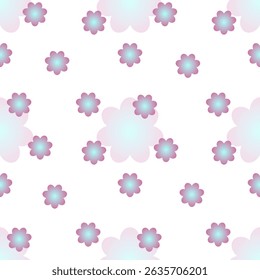 Ilustración vectorial de un patrón de flores sin costuras de gradiente colorido para textiles, Fondo de pantalla y empaques. 