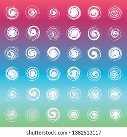 vector illustration of colorful gradient and white spiral swirls grid pattern for bright backgrounds