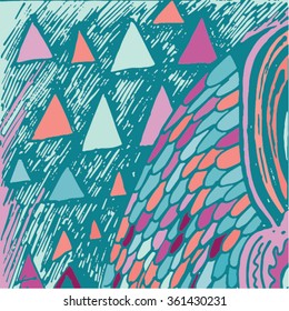 Vector illustration of colorful hand drawn graphic pattern / background. 