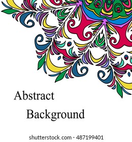 Vector Illustration. Colorful Hand Drawn Oriental Decorative Pattern Isolated on White, Vintage Style. Template for Visiting Cards, Banners, Badges, Posters.
