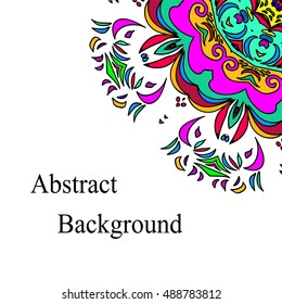 Vector Illustration. Colorful Hand Drawn Oriental Decorative Pattern Isolated on White, Vintage Style. Template for Visiting Cards, Banners, Badges, Posters.