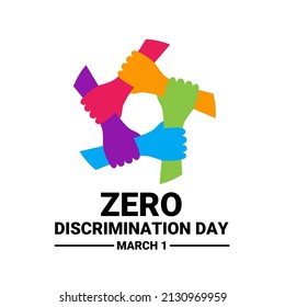 Vector illustration of colorful hands holding each other, as zero discrimination day concept.