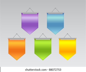 Vector illustration of colorful hanged flag labels