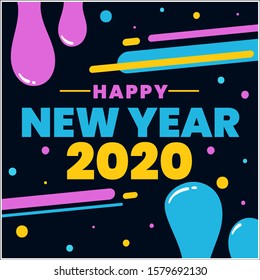 Vector illustration colorful happy new year 2020 poster.