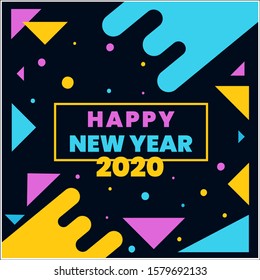 Vector illustration colorful happy new year 2020 poster.