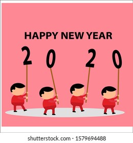 Vector illustration colorful happy new year 2020 poster.