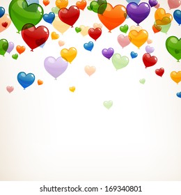 Vector Illustration Of Colorful Heart Balloons