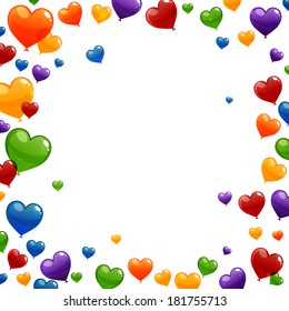 Vector Illustration of Colorful Heart Balloons