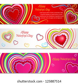 vector illustration of colorful heart on love banner