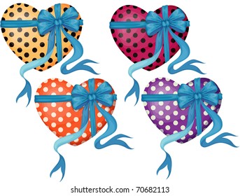 Vector illustration of colorful heart with ribbon.