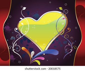 vector illustration of a colorful heart surrounded by flowers