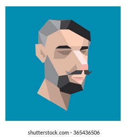 Vector illustration colorful Hipster men on polygonal style 