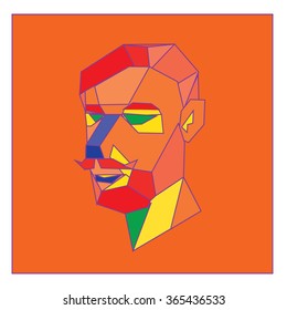 Vector illustration colorful Hipster men on polygonal style 