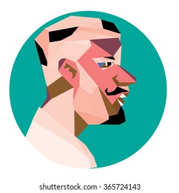 Vector illustration colorful Hipster men on polygonal style