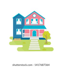 Vector illustration of a colorful house in flat style.