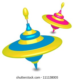 Vector illustration of colorful humming-tops