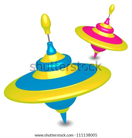 Vector illustration of colorful humming-tops