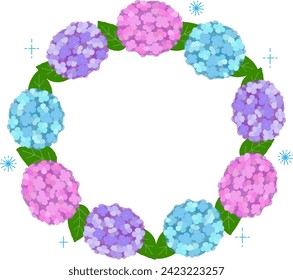 vector illustration of colorful hydrangea wreath